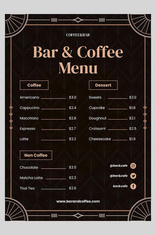 英文咖啡菜单图片-英文咖啡菜单设计素材-英文咖啡菜单模板下载