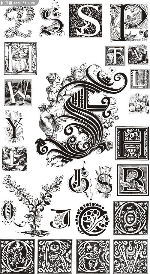 312款欧式英文字母-美工艺术字-百图汇素材网